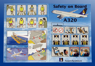(image for) ANSETT AUSTRALIA SAFETY CARD: "AIRBUS A320"